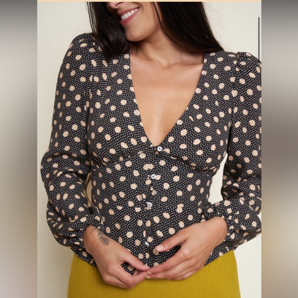 Whimsy + Row NWT Linda Top in Polka Dots
